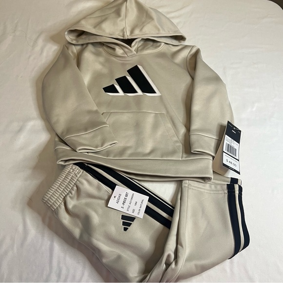 adidas Other - adidas Kids Beige‎ Sweatpants & Hoodie Set